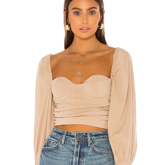 MAJORELLE Emily Top Cropped Long Sleeve Beige In store now Revolve XS - Picture 2 of 10